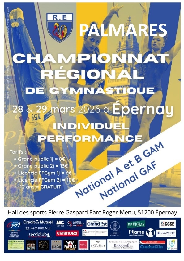 Palmares GAM-GAF - Région Indiv Perfs - Epernay - 28 & 29.03.2026